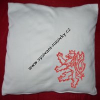 Polštář s výšivkou ČESKÝ LEV - bílý