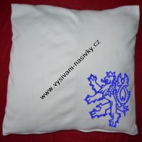 Polštář s výšivkou ČESKÝ LEV - bílý