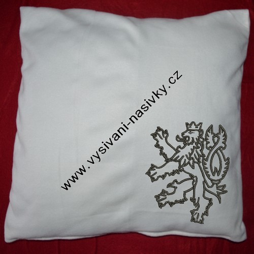 Polštář s výšivkou ČESKÝ LEV - bílý - Kliknutím na obrázek zavřete